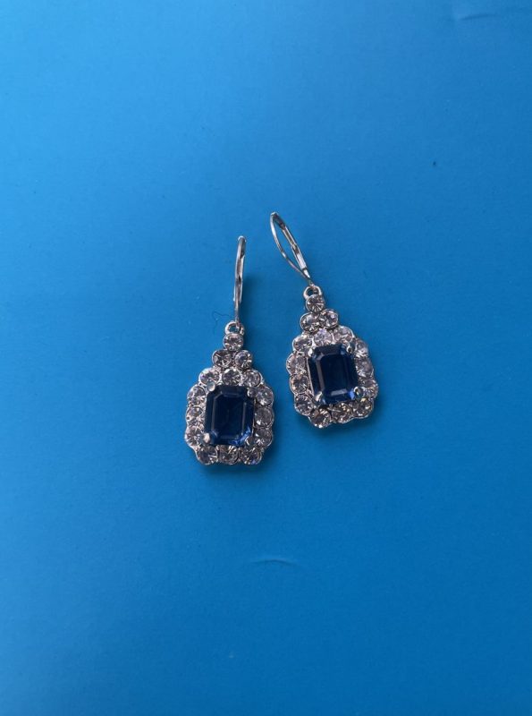 blue crystal vintage earrings