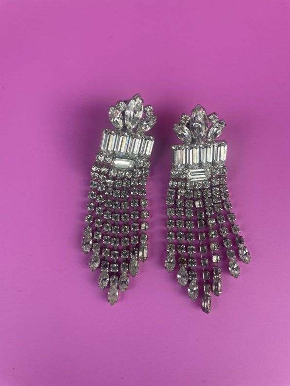 1960s clear large clip earrings