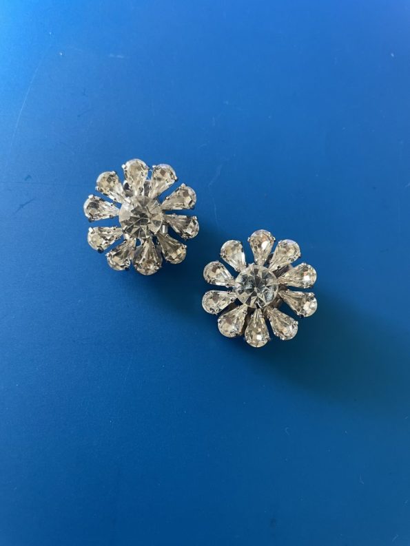 clear 1960s flower clip earrings