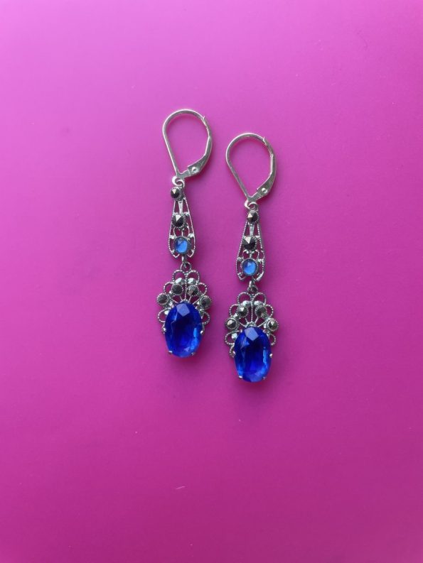 blue vintage drop earrings 1950s